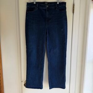 Hudson Los Angeles Women's Dark Wash Denim Cropped Straight Leg Jeans Size 14